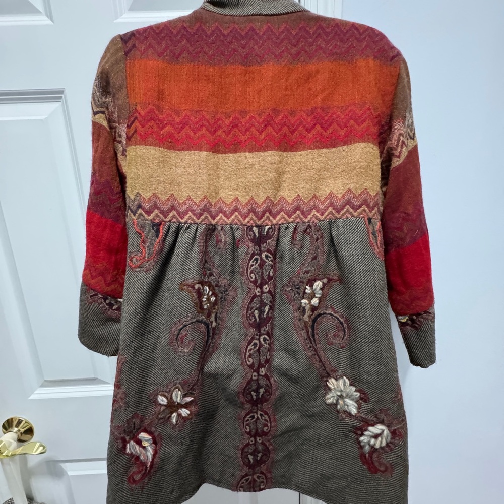 Soft Surroundings Patchwork Cardigan Wool Jacket … - image 4